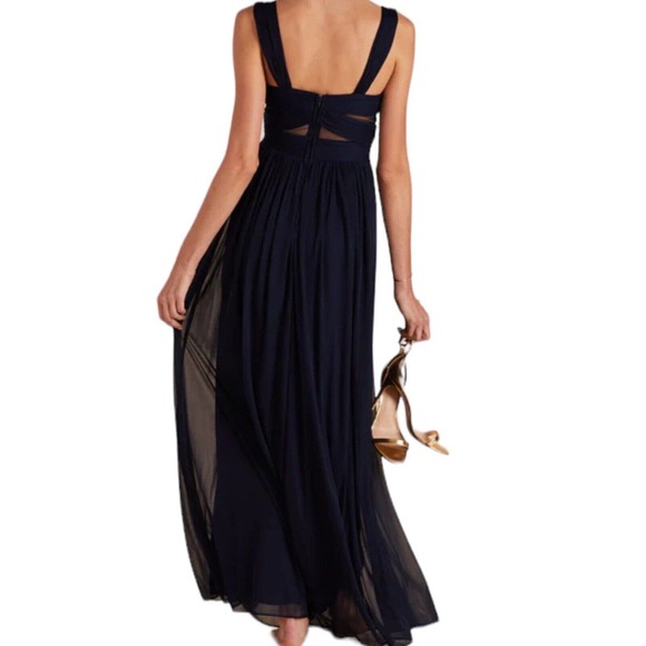 NWOT Birdy Grey Elsye Dress Navy Blue Mesh Long Formal Bridesmaids Dress Small - Picture 3 of 9